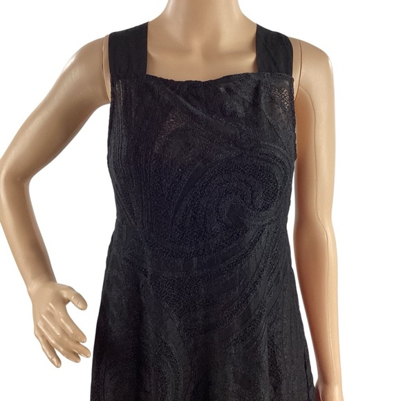 Free People Placed Lace Mini Fit Flare Slip Dress Black Size S - Picture 6 of 11